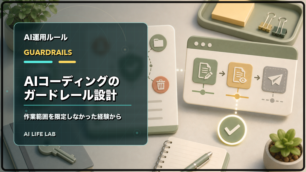 AIコーディングを安全に使うため、作業範囲を限定するガードレールを設計するイラスト