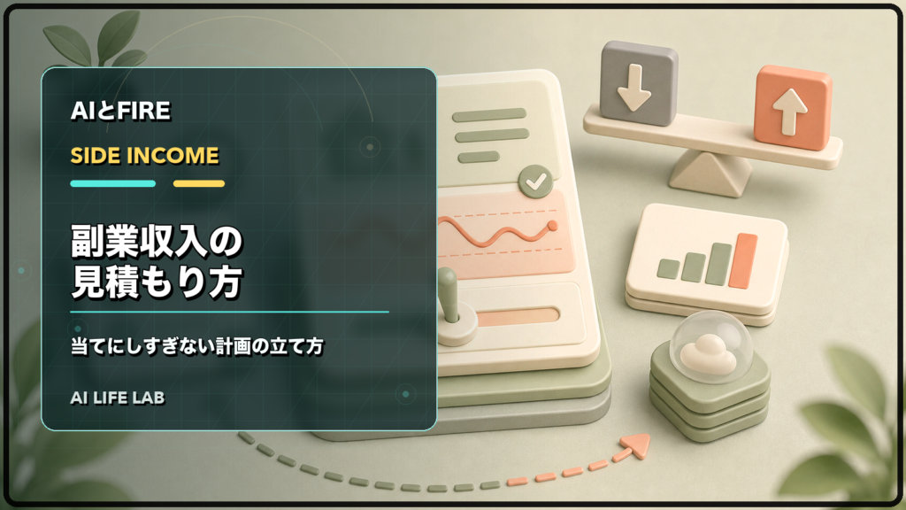 サイドFIREの副業収入を当てにしすぎず、計画上の見積もりとして分けるイラスト