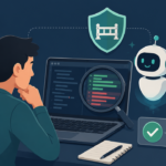 Claude CodeやCodexが変更したコードを人間が差分確認しているイラスト
