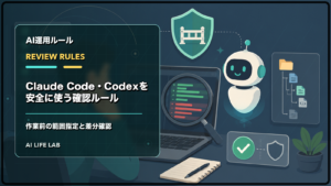 Claude CodeとCodexの作業範囲を指定し、差分を確認してから進めるイラスト