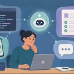 働き方と収入を整えるAI実験の読み順を表す、AIコーディングと業務確認のイラスト
